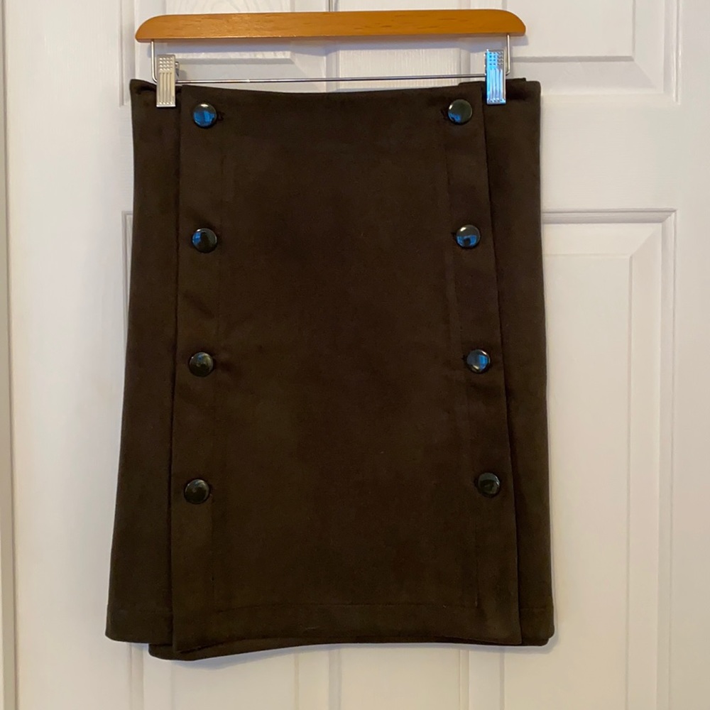 Loft green velvet mini skirt nwt